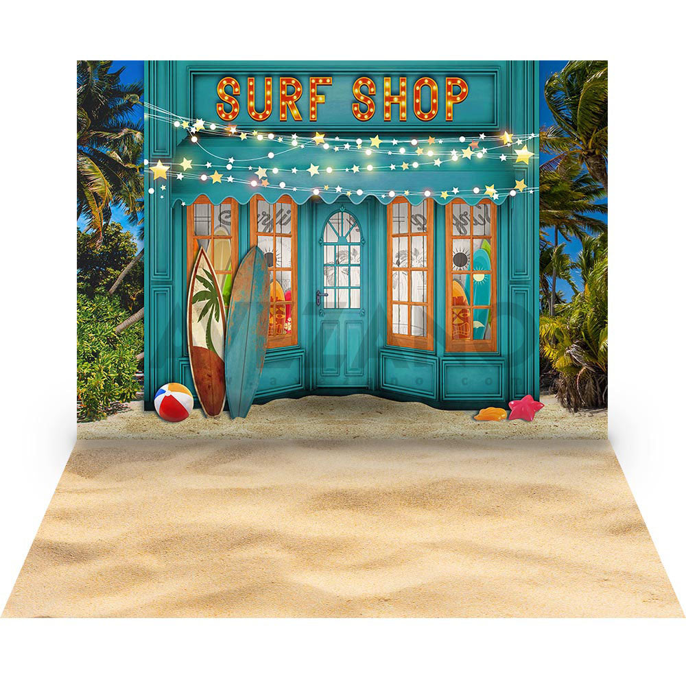 Avezano Summer Beach Surfboard Shop 2 pcs Set Backdrop-AVEZANO